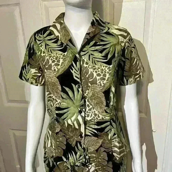 VTG SunBay Cottons Beach Animal Rayon Cruise Womens 2 PC Capris Pants Top Set - Picture 5 of 16